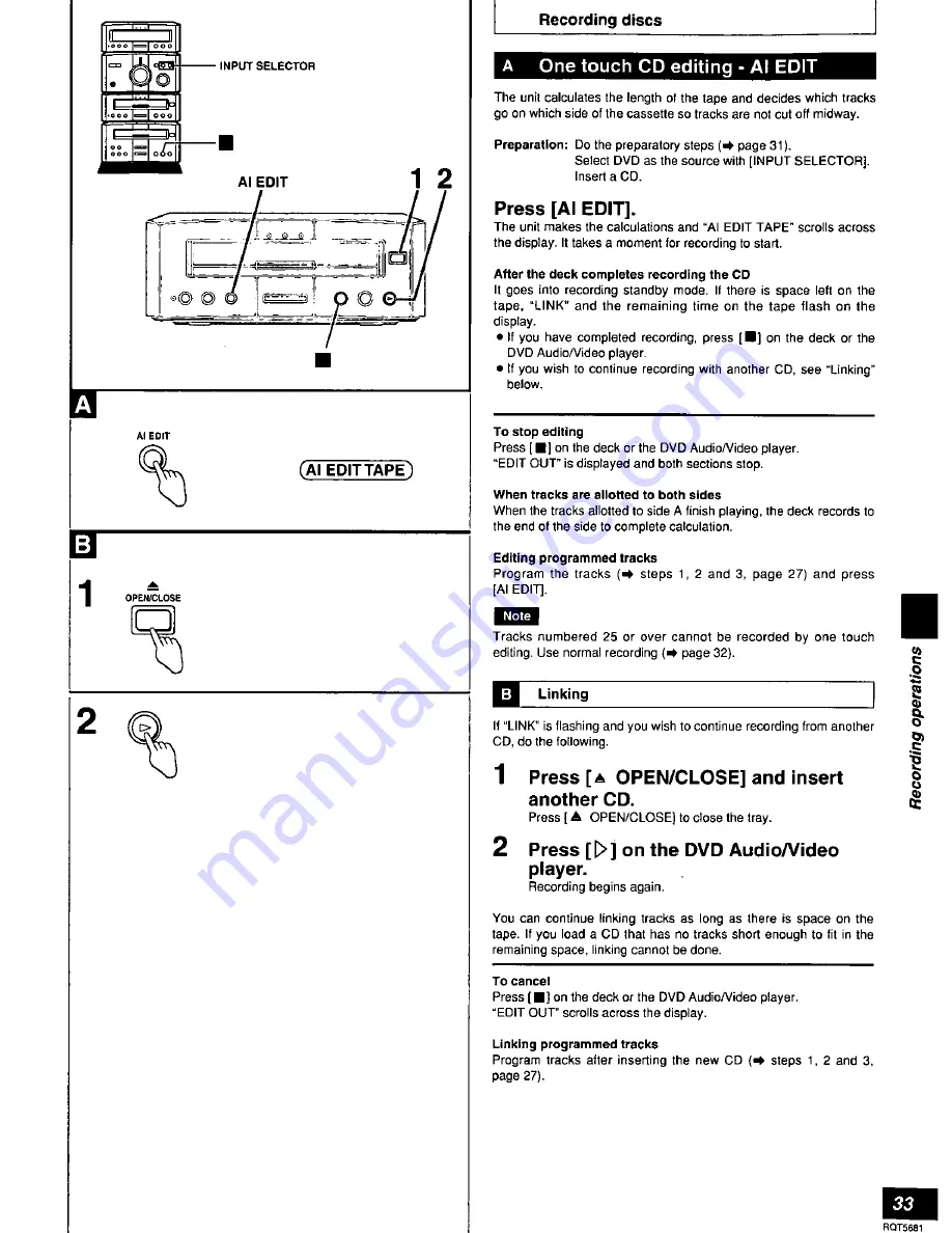 Panasonic RS-HDA710 Operating Instructions Manual Download Page 33