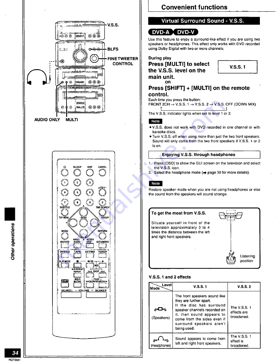 Panasonic RS-HDA710 Operating Instructions Manual Download Page 34