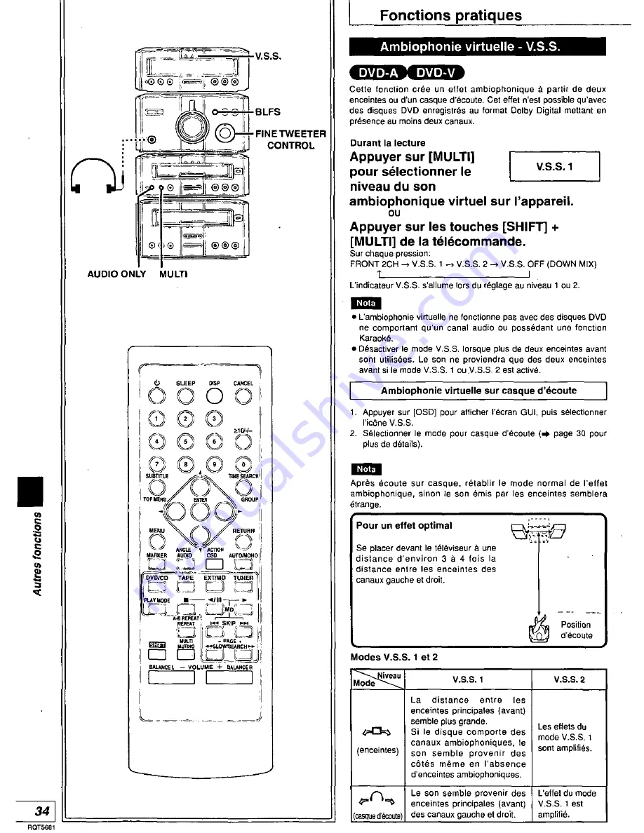 Panasonic RS-HDA710 Operating Instructions Manual Download Page 72