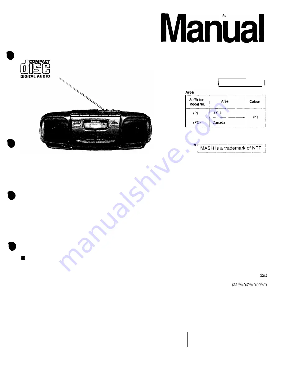 Panasonic RX-DT30 Service Manual Download Page 1