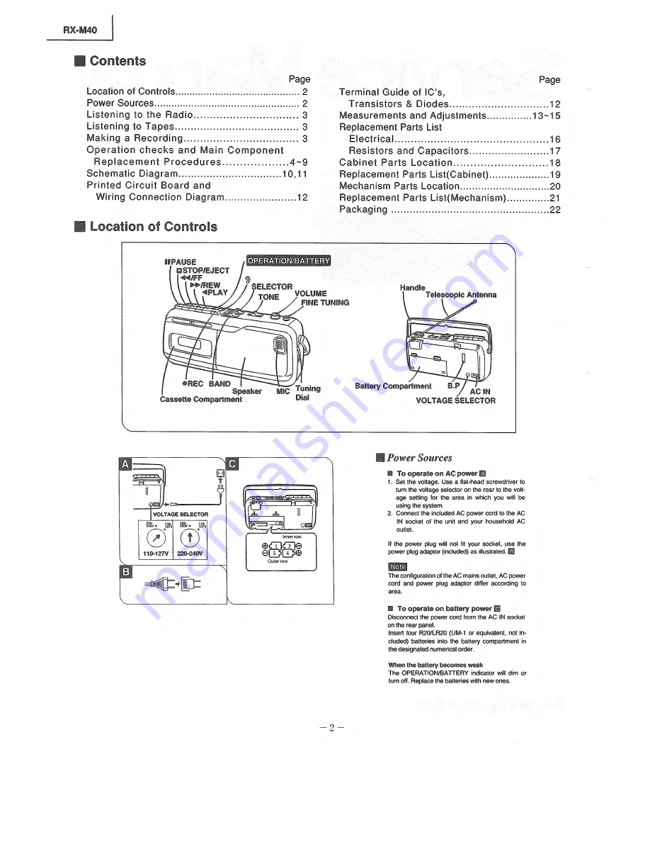 Panasonic RX-M40 Скачать руководство пользователя страница 2