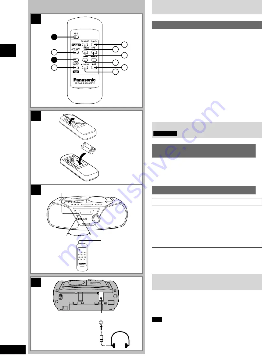 Panasonic RXD10 - RADIO CASSETTE W/CD Operating Instructions Manual Download Page 6