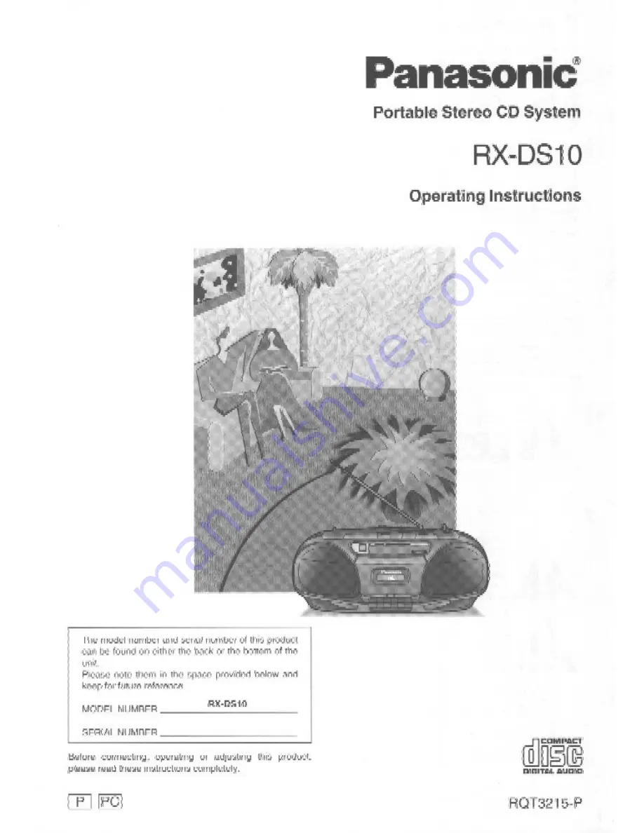 Panasonic RXDS10 - RADIO CASSETTE W/CD Скачать руководство пользователя страница 1