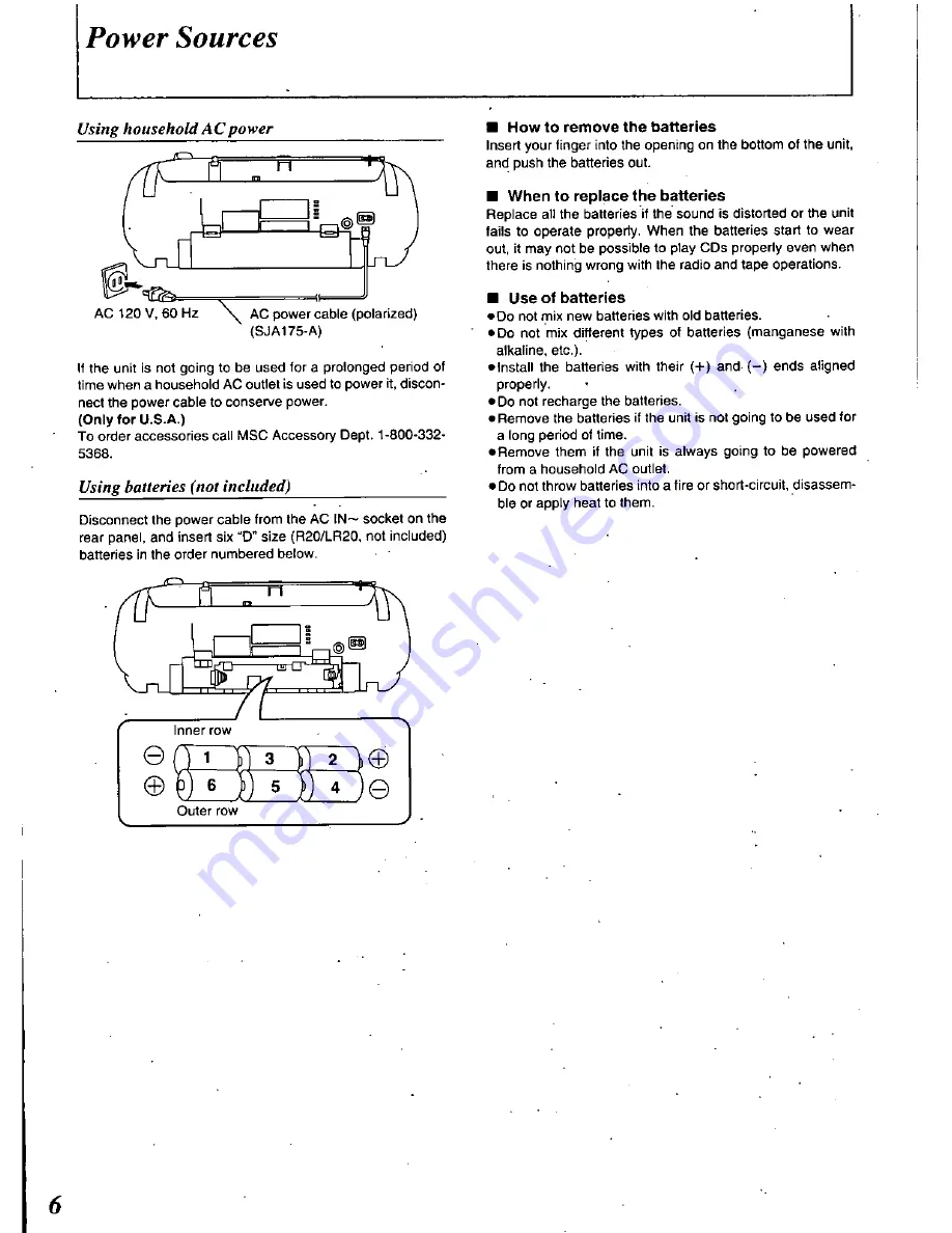 Panasonic RXDS14 - RADIO CASSETTE W/CD Скачать руководство пользователя страница 6