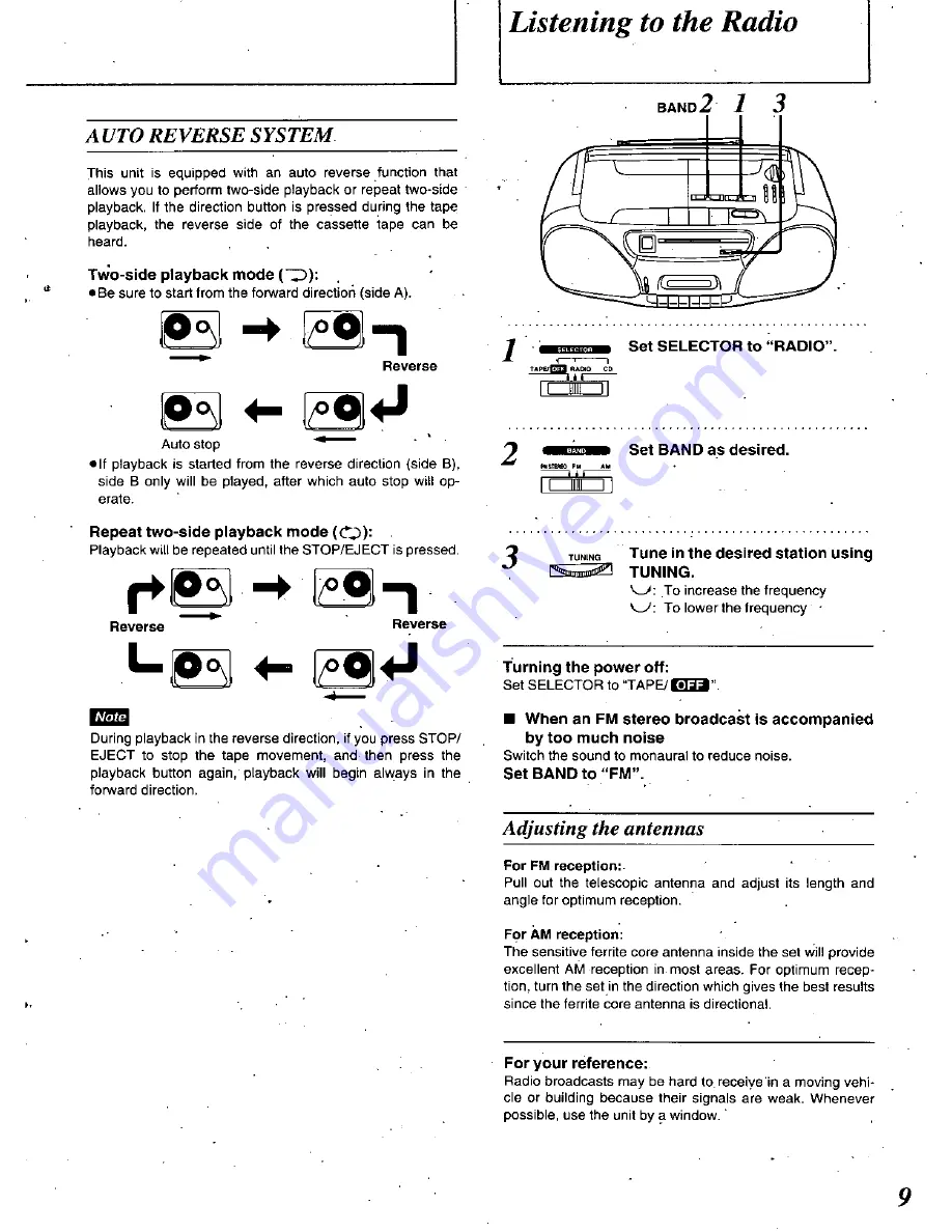 Panasonic RXDS14 - RADIO CASSETTE W/CD Operating Instructions Manual Download Page 9