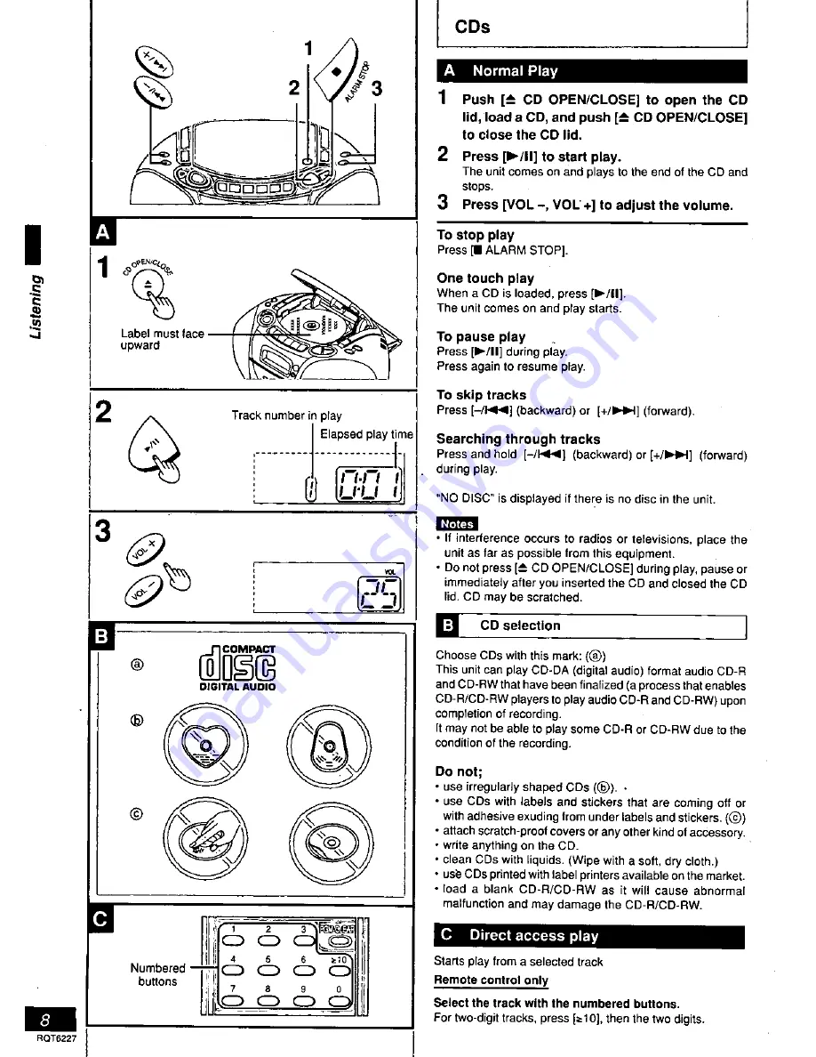 Panasonic RXDX1 - RADIO CASSETTE W/CD Скачать руководство пользователя страница 8