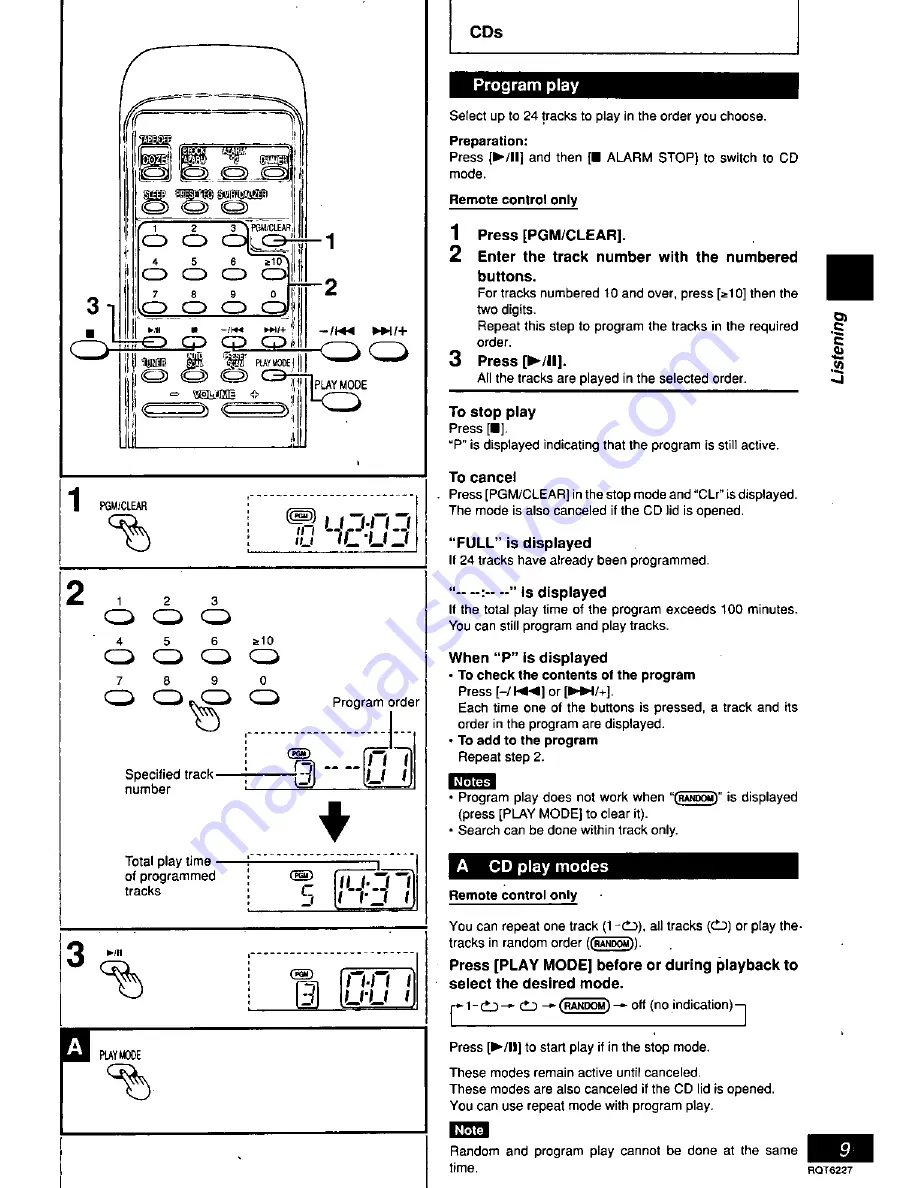 Panasonic RXDX1 - RADIO CASSETTE W/CD Operating Instructions Manual Download Page 9