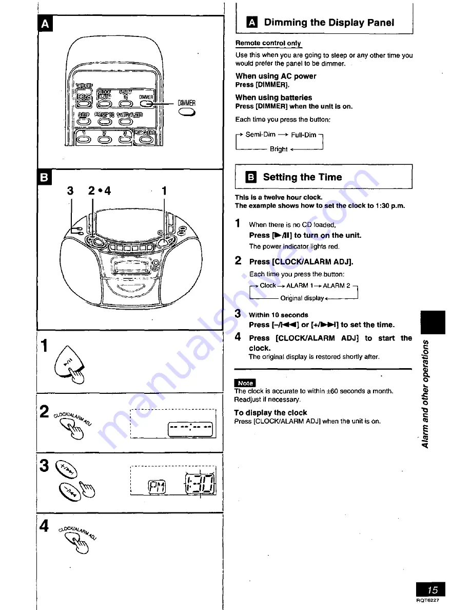 Panasonic RXDX1 - RADIO CASSETTE W/CD Operating Instructions Manual Download Page 15