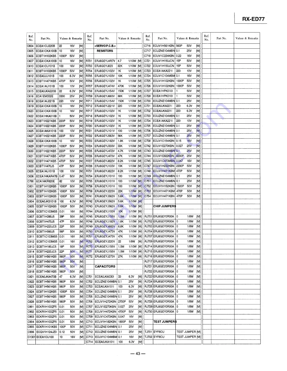 Panasonic RXED77 - RADIO CASSETTE W/CD Service Manual Download Page 43