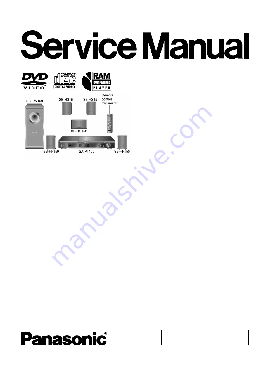 Panasonic SA-PT160GC Service Manual Download Page 1