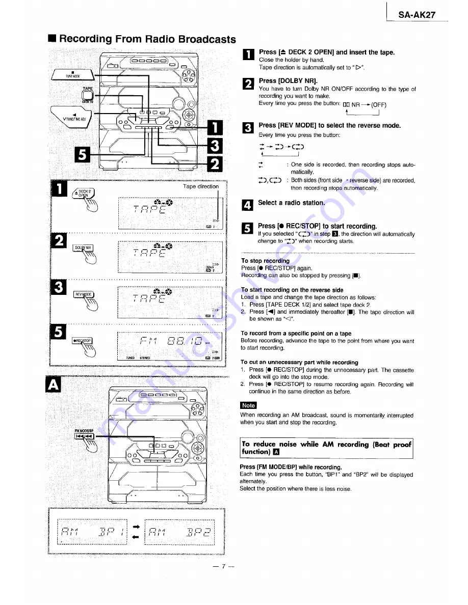 Panasonic SAAK27 - MINI HES W/CD-P Скачать руководство пользователя страница 7