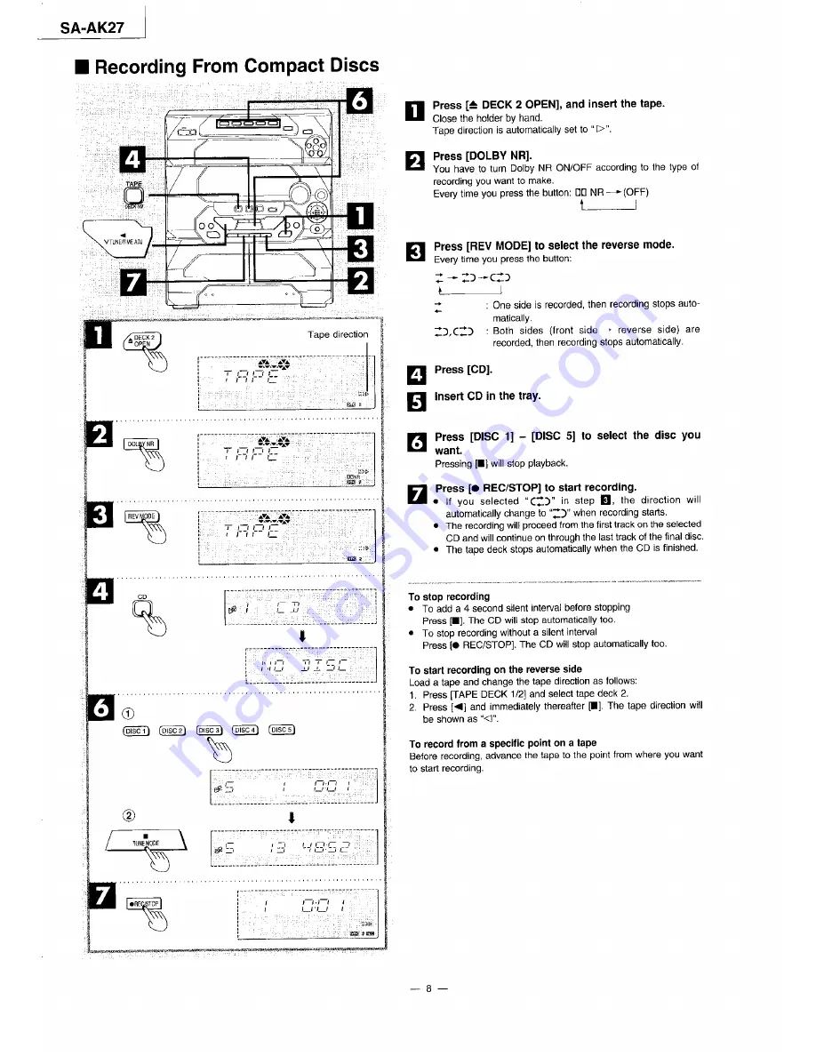 Panasonic SAAK27 - MINI HES W/CD-P Скачать руководство пользователя страница 8