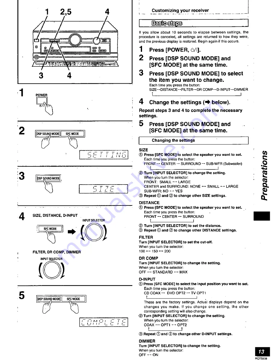 Panasonic SAHE7 - RECEIVER Operating Instructions Manual Download Page 13