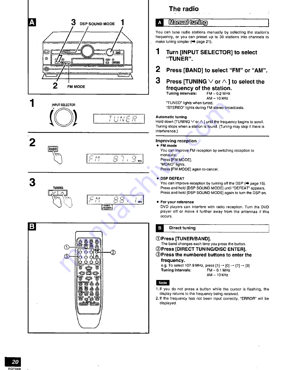 Panasonic SAHE7 - RECEIVER Operating Instructions Manual Download Page 20