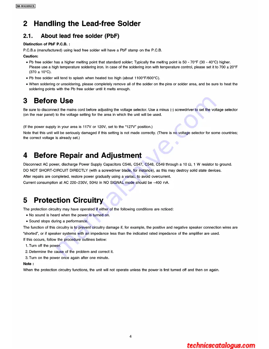 Panasonic SB-WA330GCS Service Manual Download Page 4