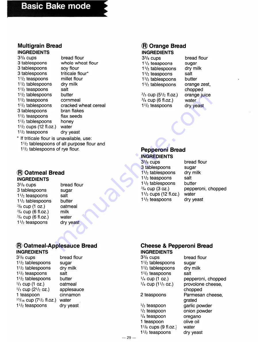 Panasonic SD-BT65P Operating Instructions & Recipes Download Page 30