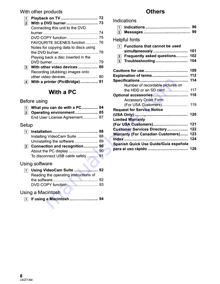 Panasonic SDR-H60P/PC Operating Instructions Manual Download Page 8