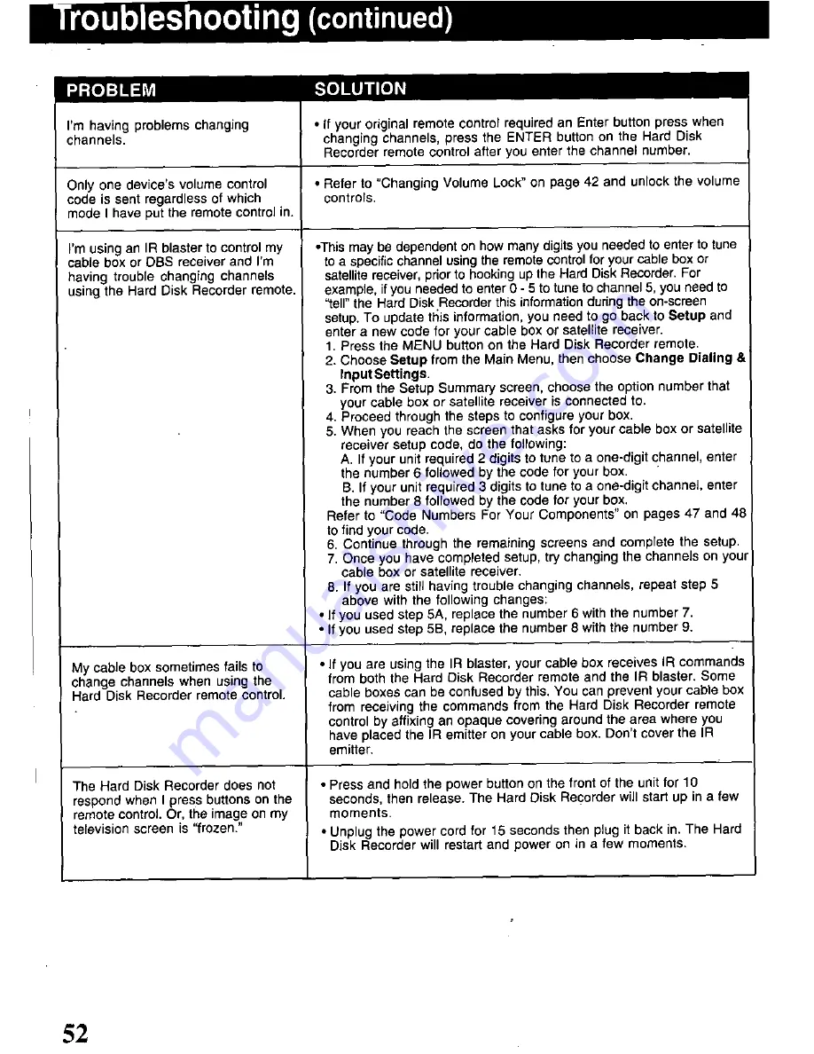 Panasonic ShowStopper PV-HS1000 Operating Instructions Manual Download Page 52