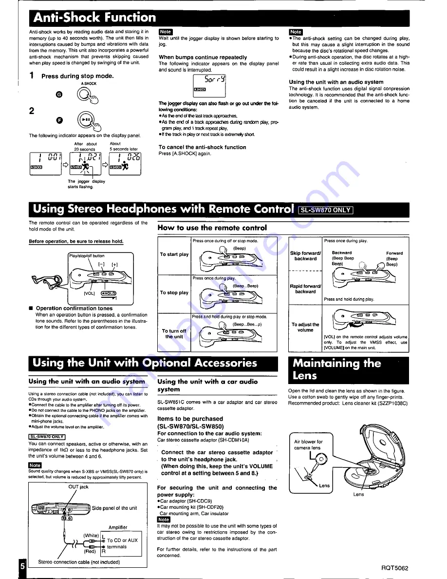 Panasonic SL-SW870 Operating Instructions Manual Download Page 5