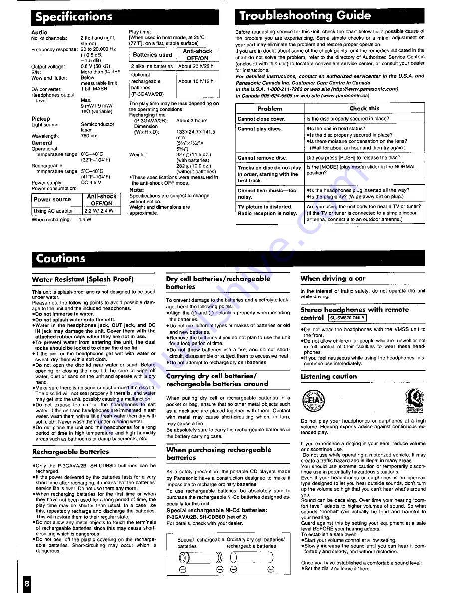 Panasonic SL-SW870 Operating Instructions Manual Download Page 8