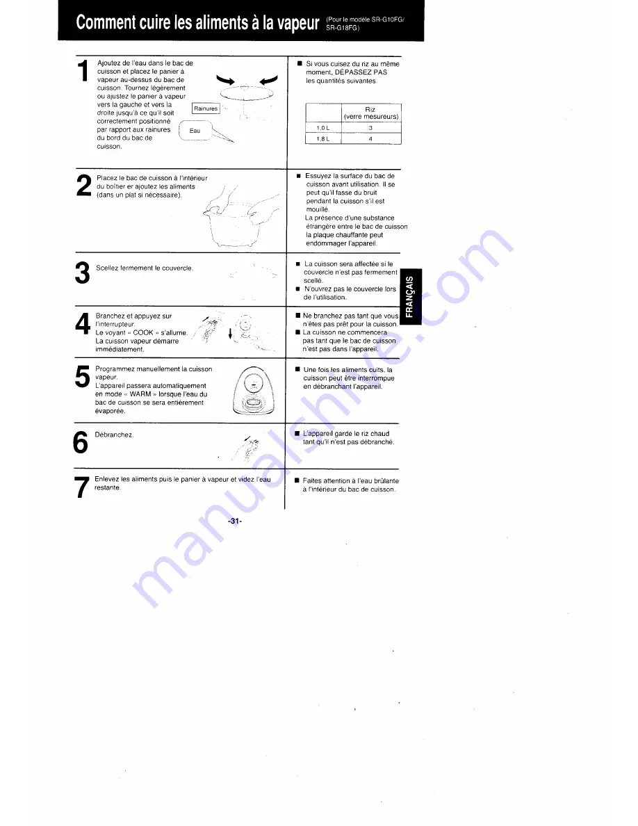 Panasonic SR-G06FG - 3.3c Rice Cooker Steamer Скачать руководство пользователя страница 31