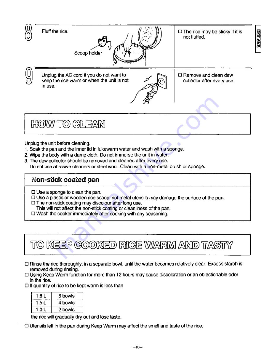 Panasonic SR-SH10RP Operating Instructions Manual Download Page 11