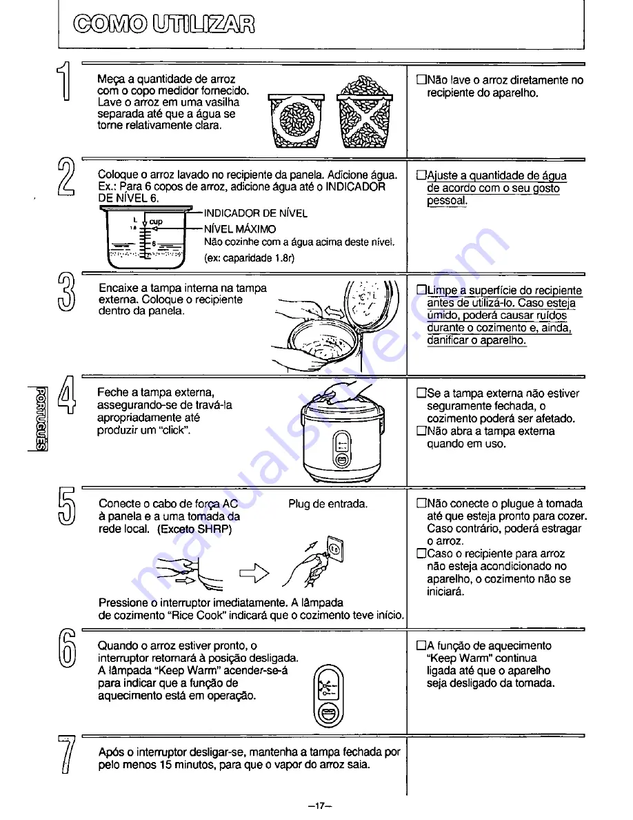 Panasonic SR-SH10RP Operating Instructions Manual Download Page 18