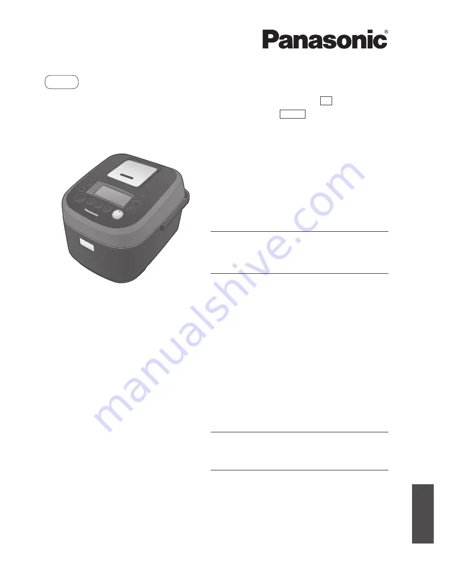 Panasonic SR-SSS105 Operating Instructions Manual Download Page 58