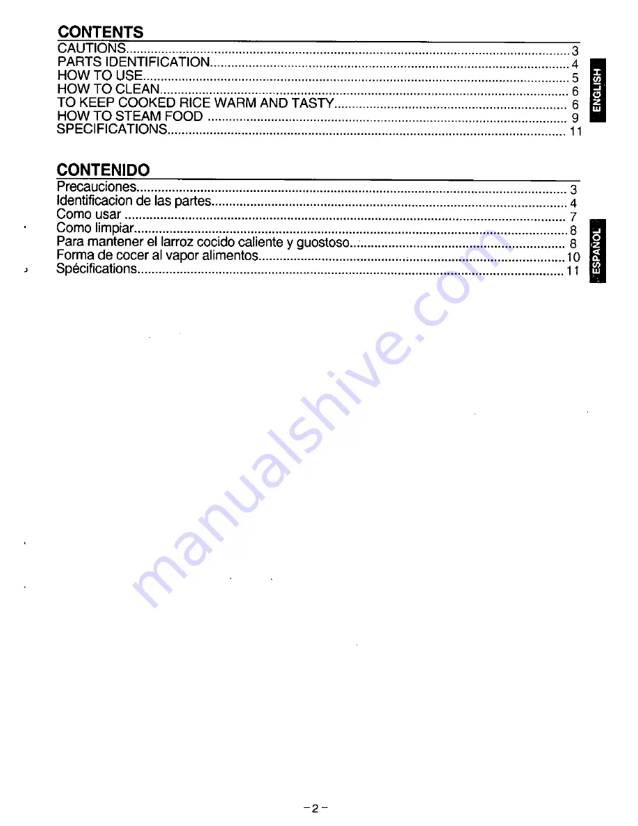 Panasonic SRSH15PA - RICE COOKER-LOW Operating Instructions Manual Download Page 3