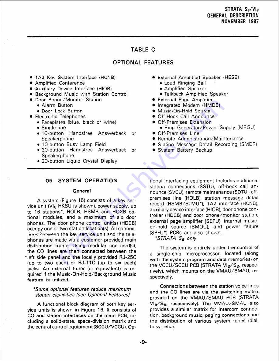 Panasonic Strata Se General Description Manual Download Page 11