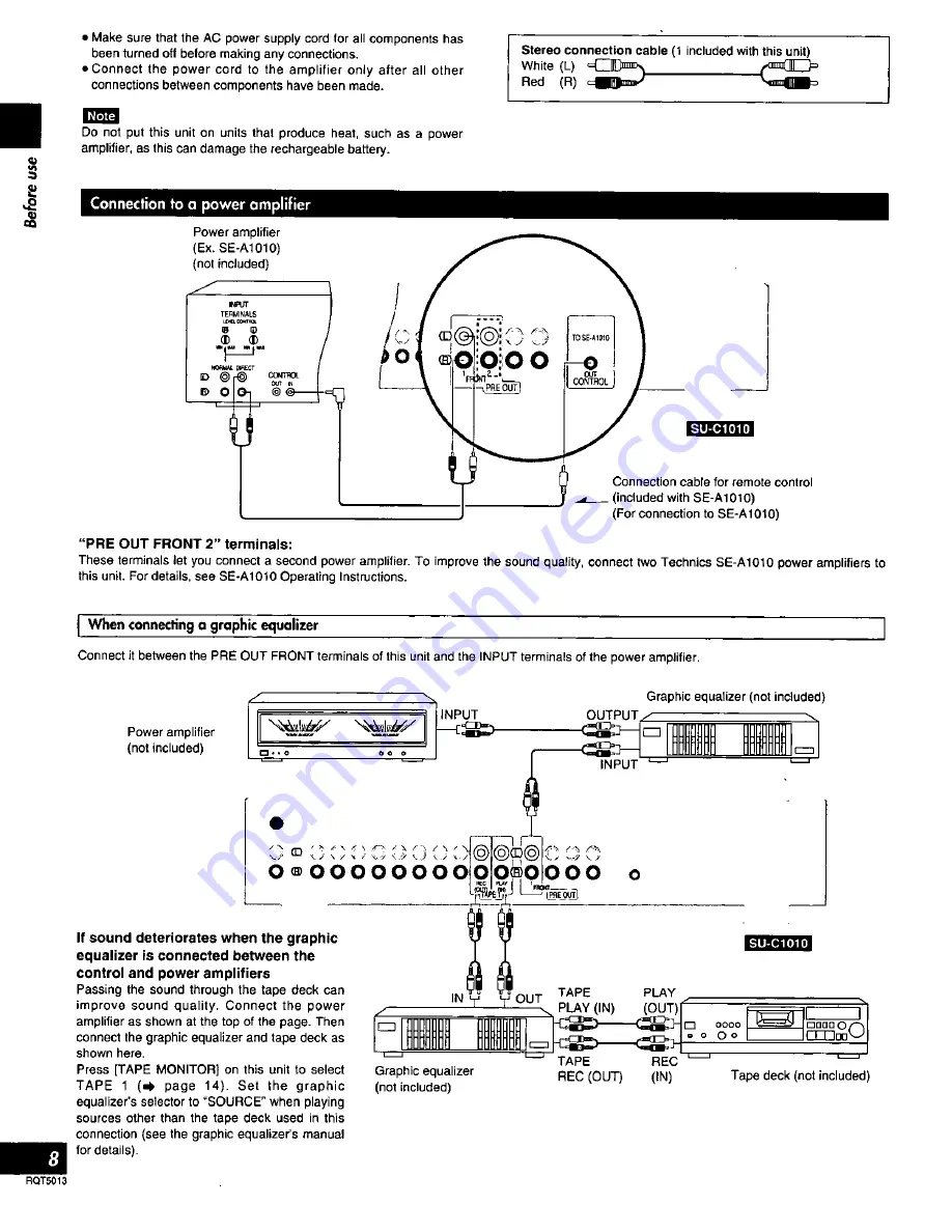 Panasonic SUC1010 - AMPLIFIER Скачать руководство пользователя страница 8