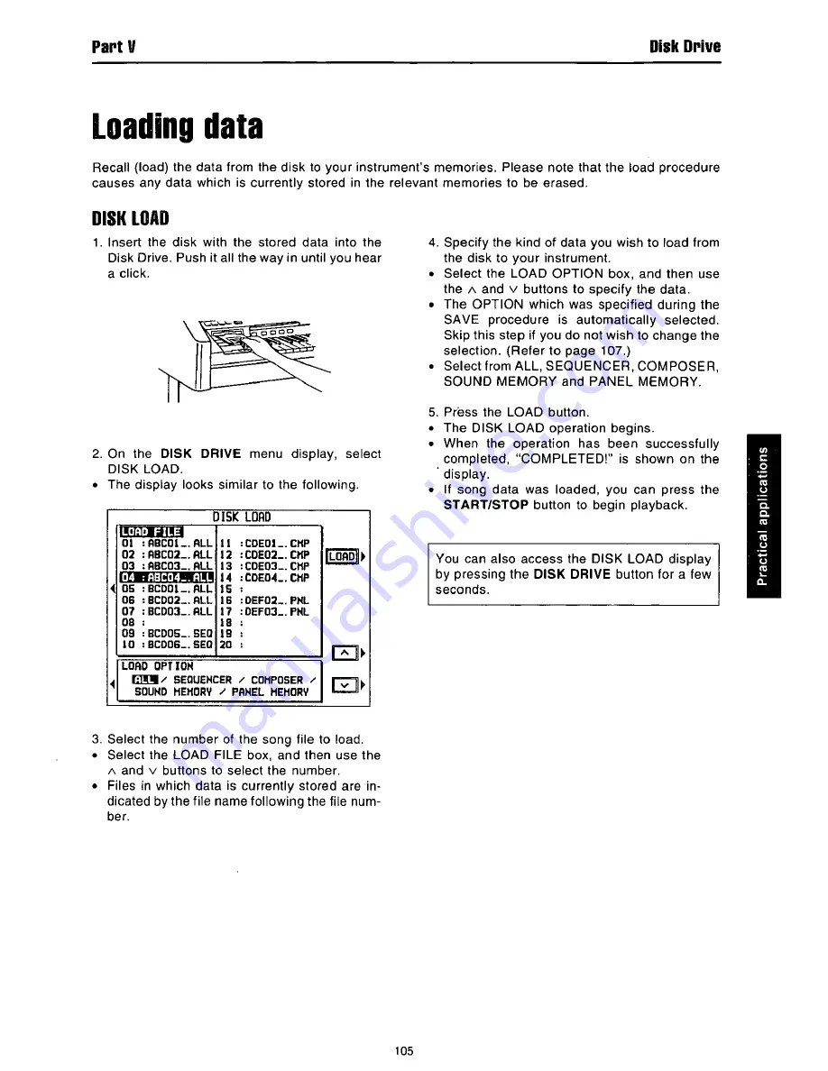 Panasonic SXF100 - ELECTRONIC ORGAN Operating Manual Download Page 107