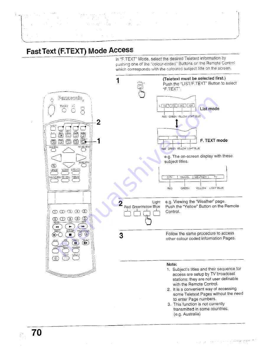 Panasonic TC-25GV10 Series Operating Instructions Manual Download Page 70