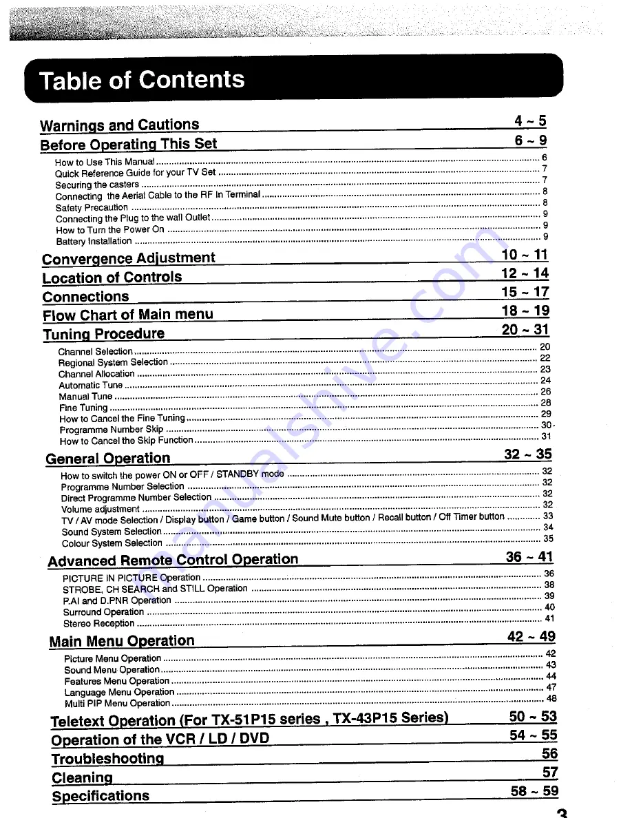 Panasonic TC-43P15 Series Operating Instructions Manual Download Page 3