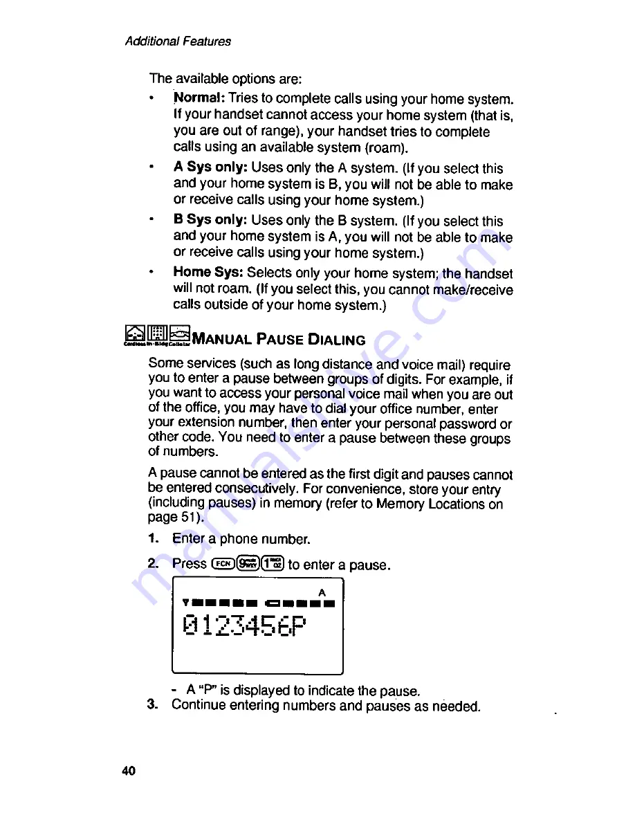 Panasonic Telenium EB-P55S Operating Instructions Manual Download Page 42