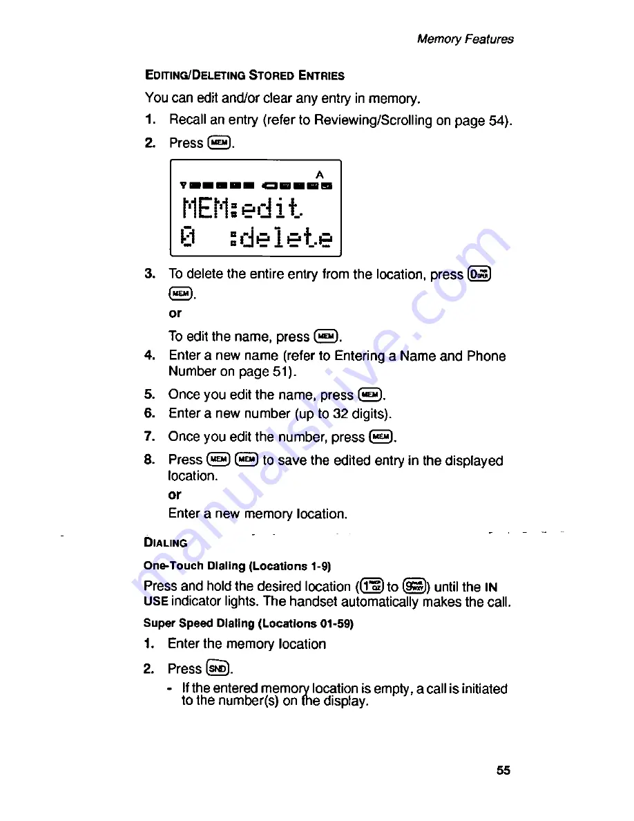 Panasonic Telenium EB-P55S Operating Instructions Manual Download Page 57