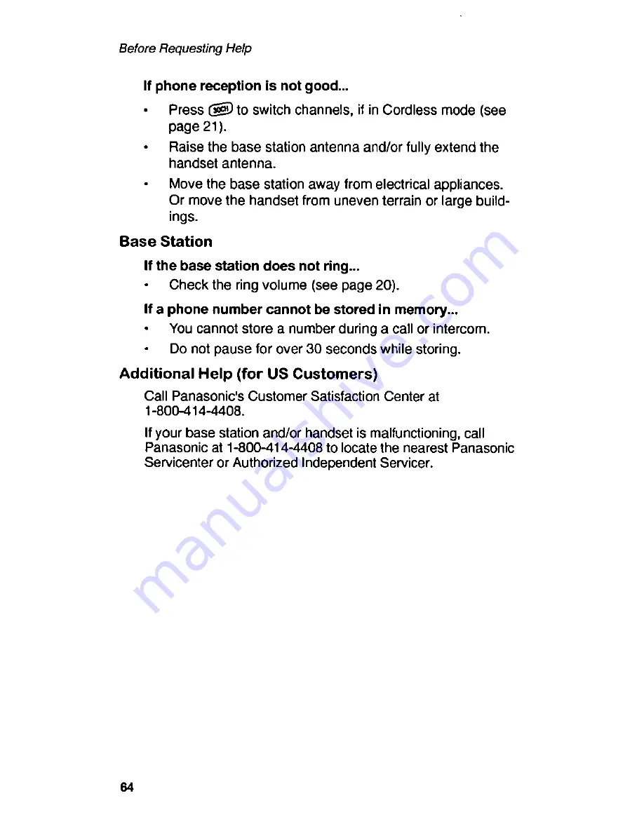 Panasonic Telenium EB-P55S Operating Instructions Manual Download Page 66