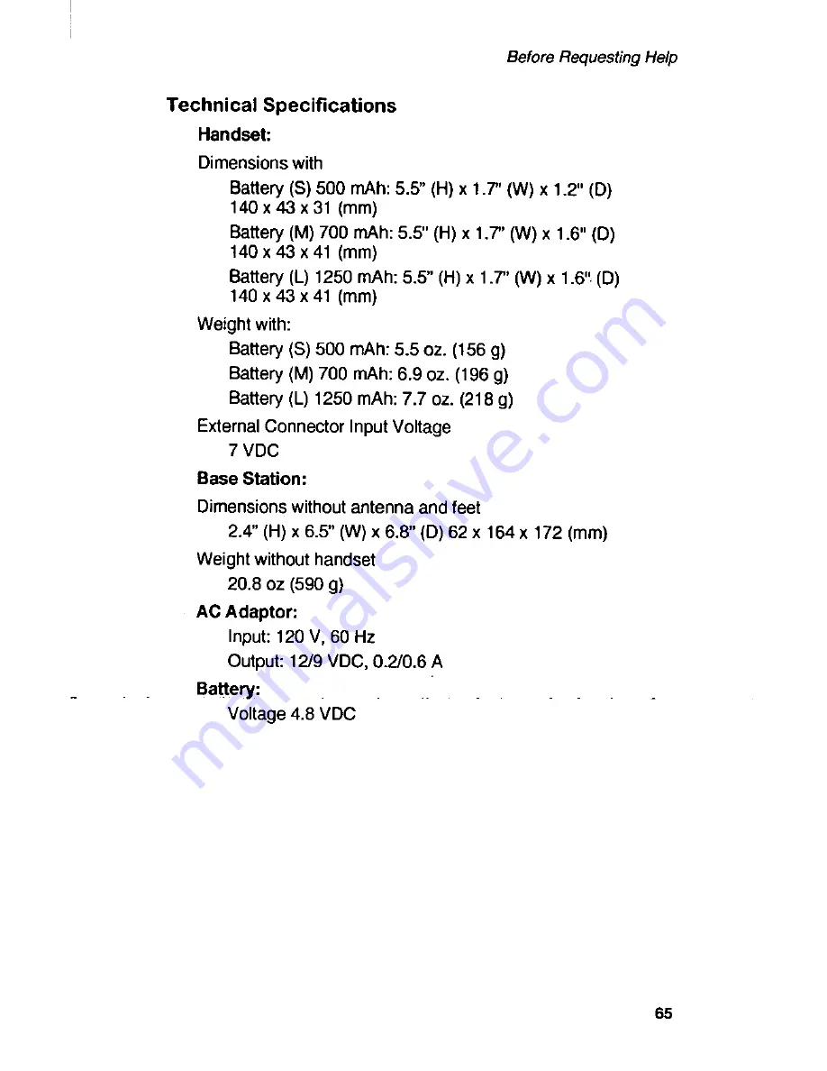 Panasonic Telenium EB-P55S Operating Instructions Manual Download Page 67