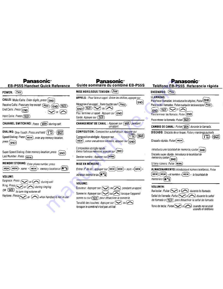 Panasonic Telenium EB-P55S Operating Instructions Manual Download Page 83