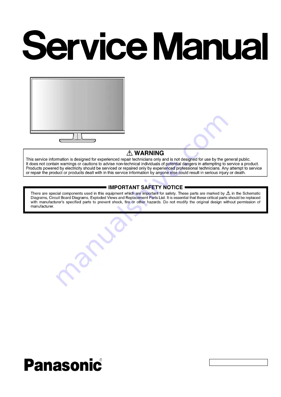 Panasonic TH-32A410R Service Manual Download Page 1