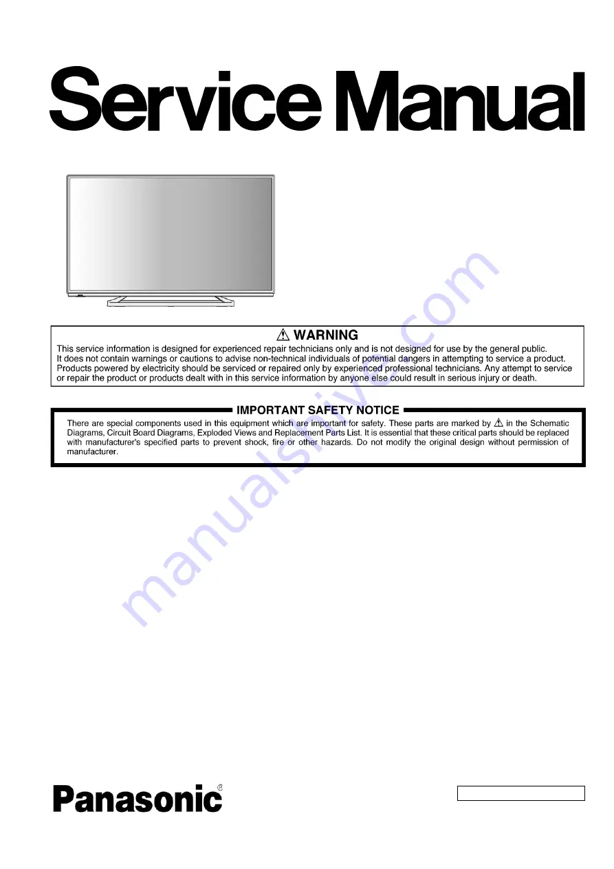 Panasonic TH-40A400M Service Manual Download Page 1