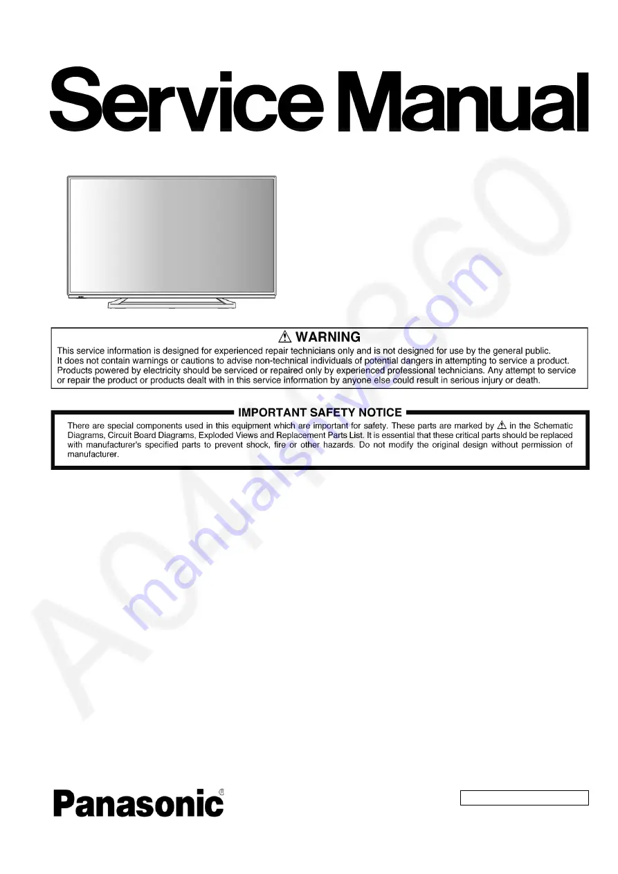 Panasonic TH-40A400S Service Manual Download Page 1