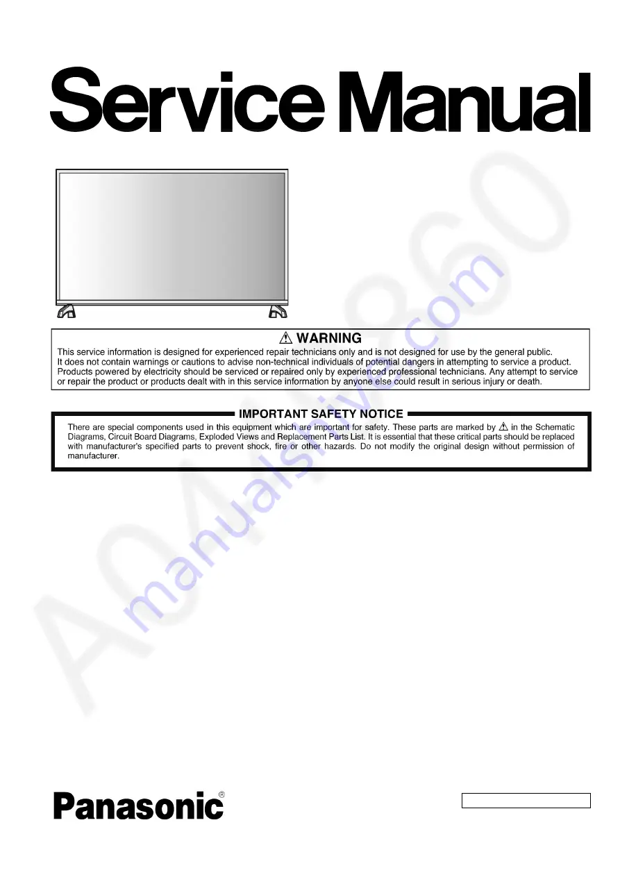 Panasonic TH-43D410R Service Manual Download Page 1