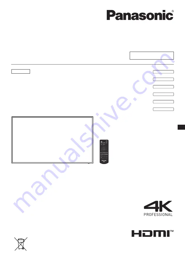 Panasonic TH-43EQ1U Operating Instructions Manual Download Page 1