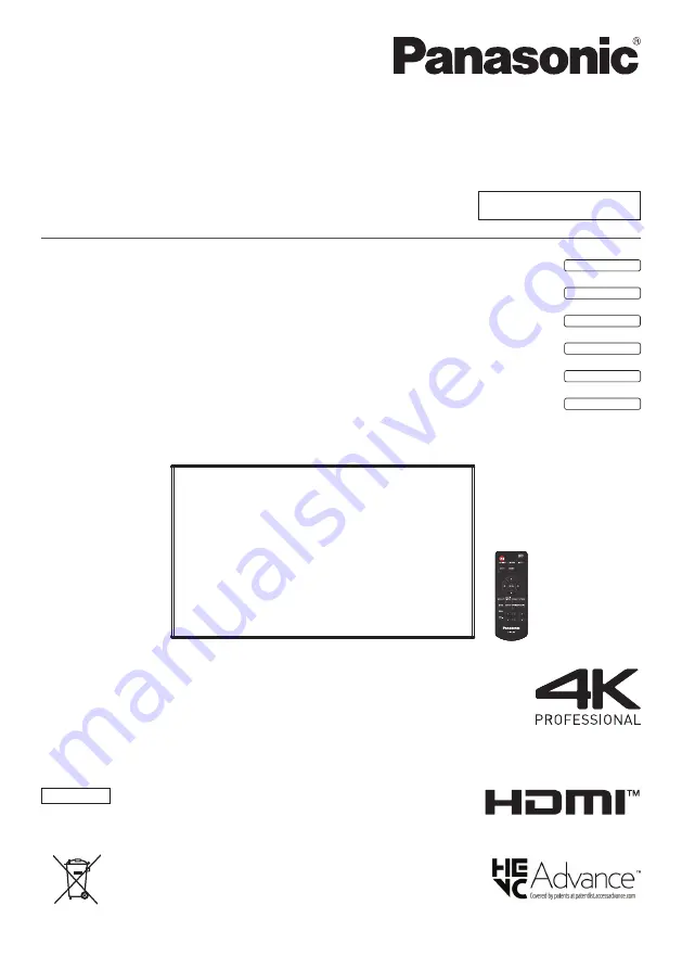 Panasonic TH-49SQ1W Скачать руководство пользователя страница 1