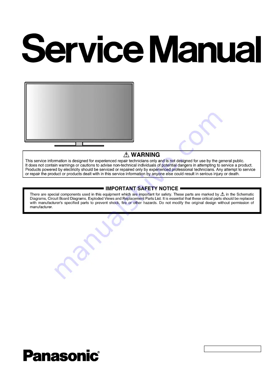 Panasonic TH-50C300K Service Manual Download Page 1