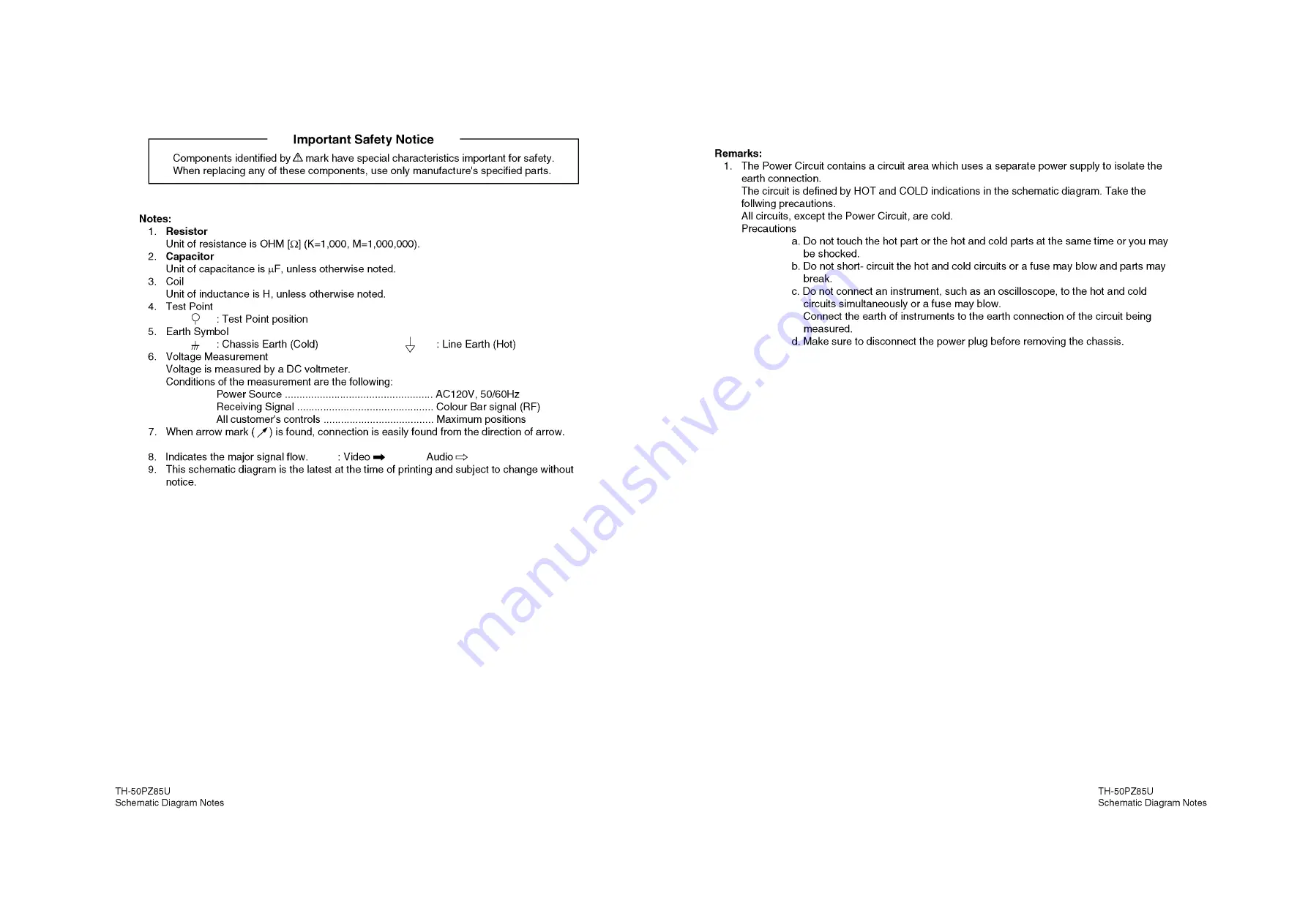 Panasonic TH-50PZ85U Service Manual Download Page 41