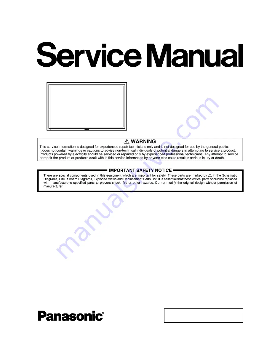 Panasonic TH-50VX100E Service Manual Download Page 1