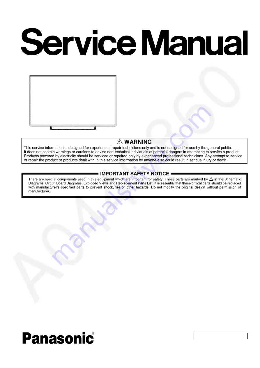 Panasonic TH-55CX600S Service Manual Download Page 1