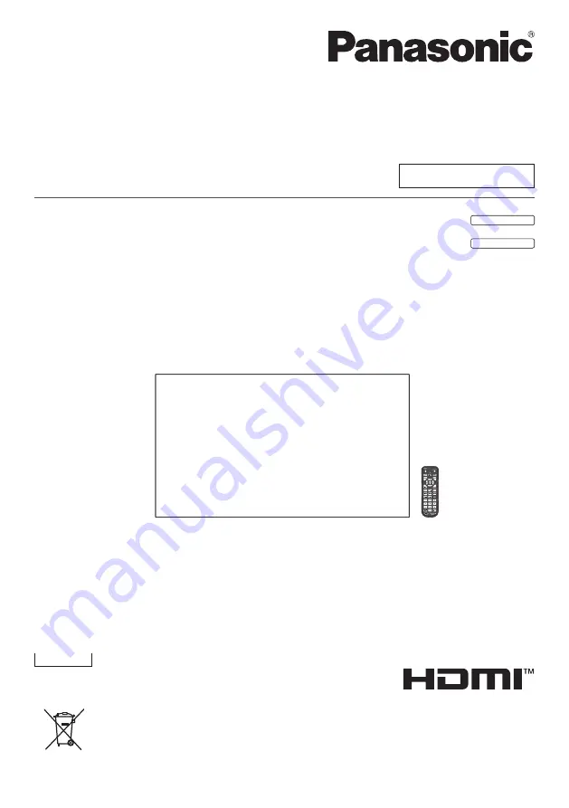 Panasonic TH-55VF2HW Скачать руководство пользователя страница 1